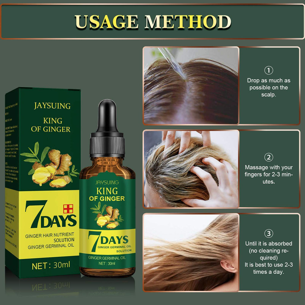 Jaysuing Ginger Hair Treatment Oil Refreshing & Nourishing Scalp Follicle Strengthening Hair Nutrient Solution