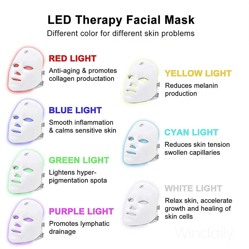 Wireless Led Face Mask Light Therapy | Photon 7 Colors Facial Mask - magsofter