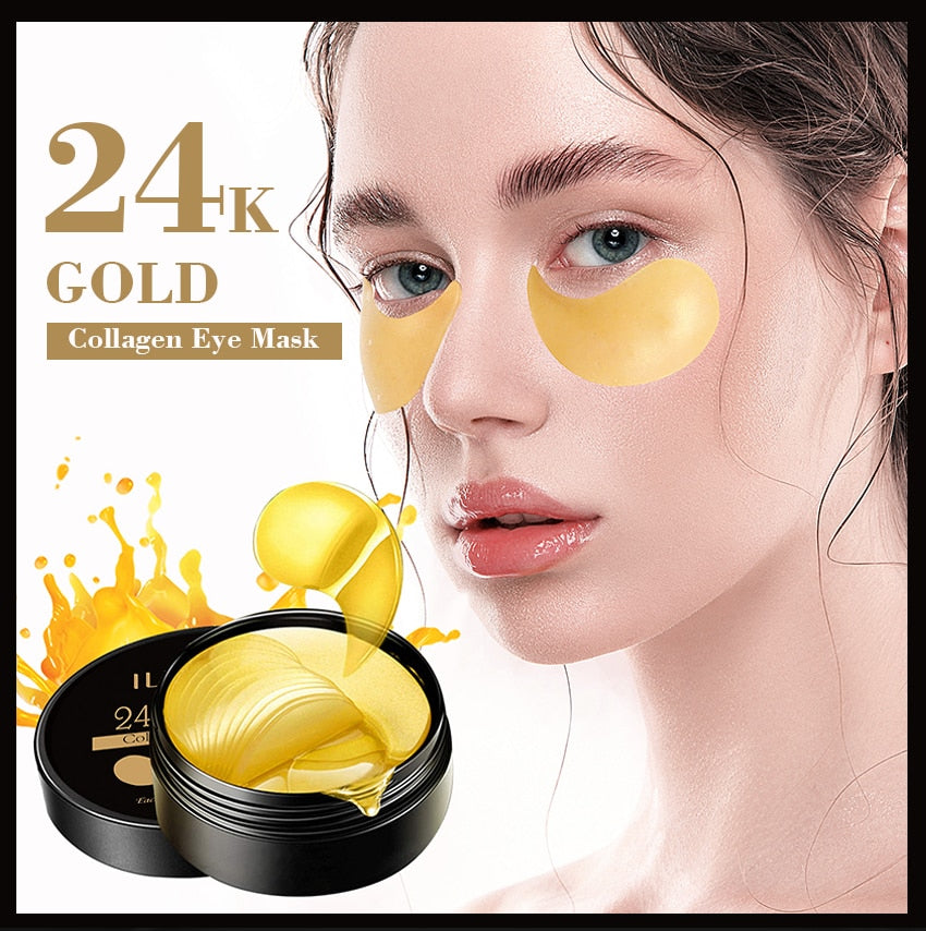 Ilisya--Collagen Eye Mask 24K Gold Eye Patch  Anti-Puffiness Anti-Aging Moisturizing Eyes--60pcs - magsofter